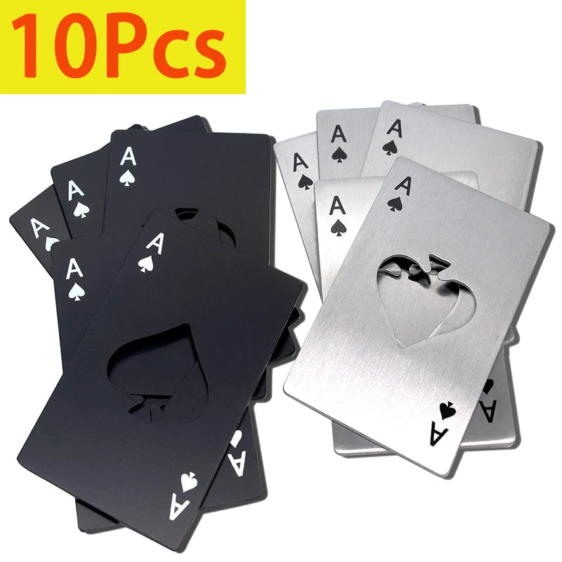 10er Set Edelstahl Poker Karte Flaschenöffner und Dosenöffner-Yabubest - Home & More