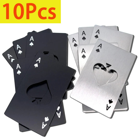 10er Set Edelstahl Poker Karte Flaschenöffner und Dosenöffner-Yabubest - Home & More