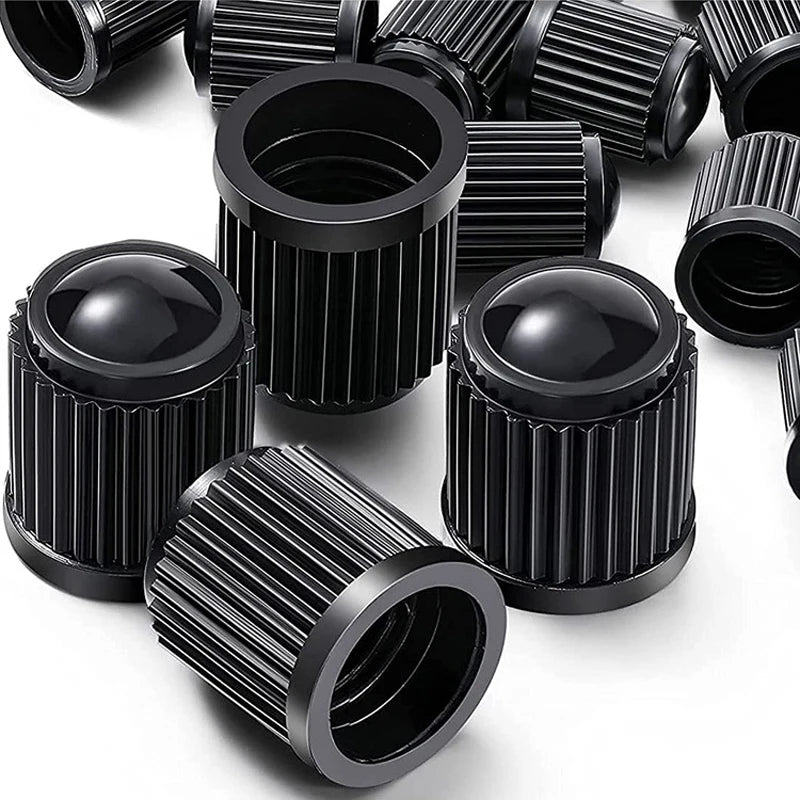 20er Set Universal Reifenventilkappen Kunststoff Schwarz mit Dichtungsring