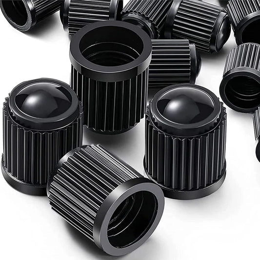 20er Set Universal Reifenventilkappen Kunststoff Schwarz mit Dichtungsring