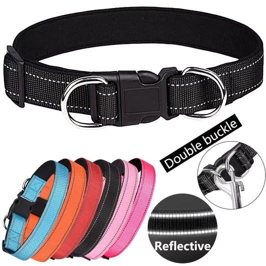 Reflektierendes Hundehalsband mit personalisierbarer ID-Schnalle, verstellbar