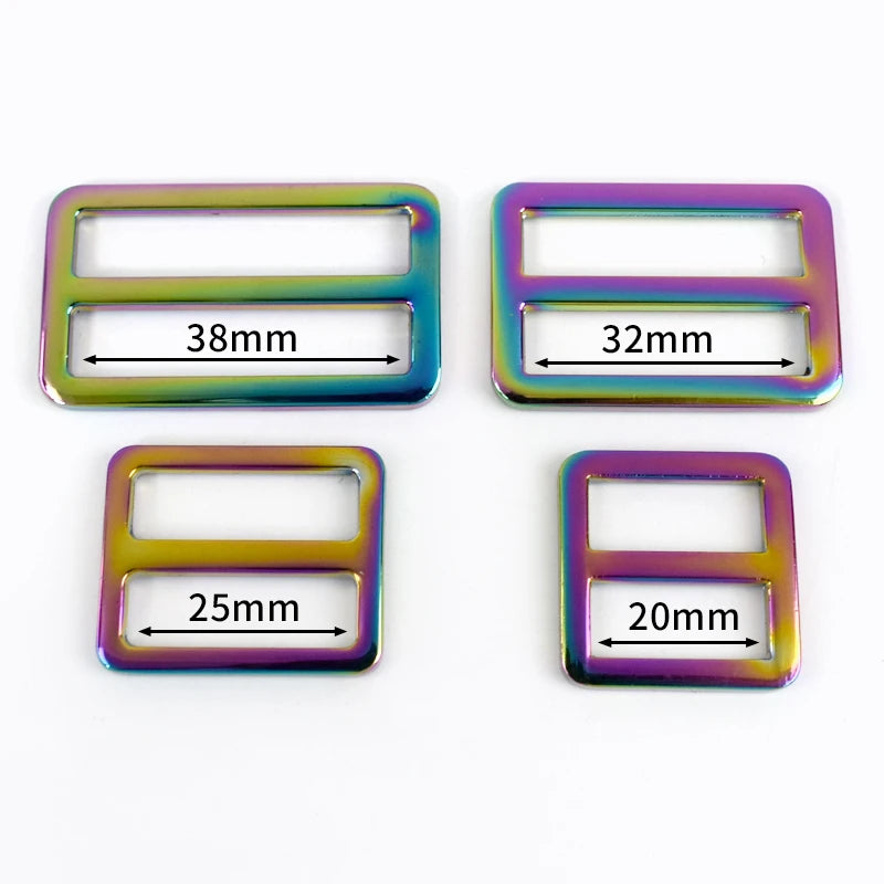 10er Set verstellbare Regenbogen Metallschnallen für Taschen und Gürtel