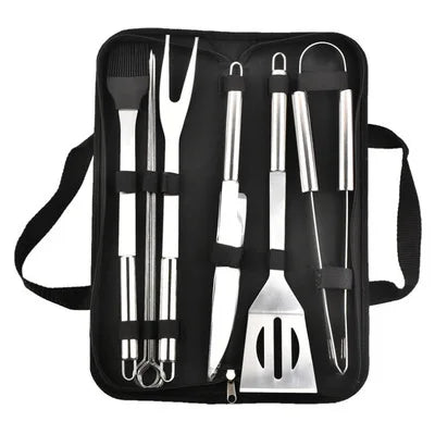 Robustes Edelstahl-Ofenset mit 9-12 Grillwerkzeugen - Tragetasche – Perfekt fürs Outdoor-Grillen
