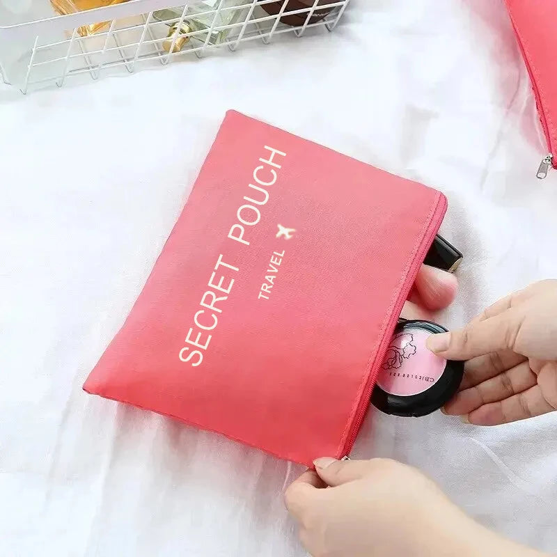6-teiliges Reise-Set mit wasserdichten Oxford-Taschen in Rosa, Blau & Grau