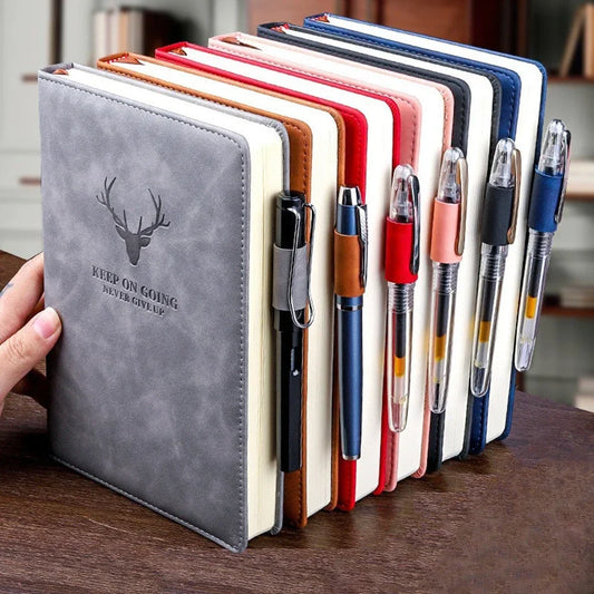 A5 Leder Notizbuch mit Hülle Softcover Lesezeichen für Business & Meetings