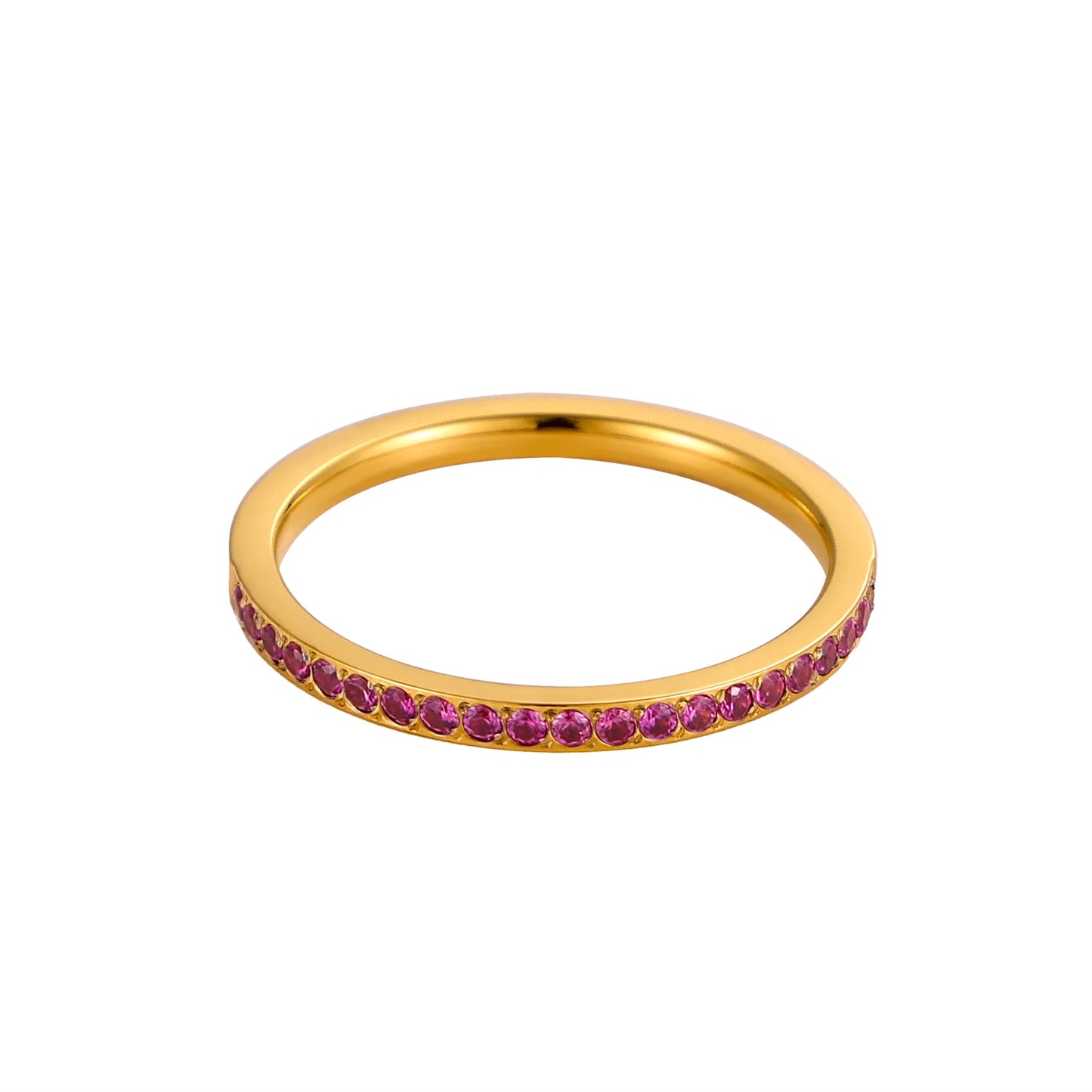 Goldfarbener Edelstahl Ring mit Mini Zirkon Herz Design für Frauen