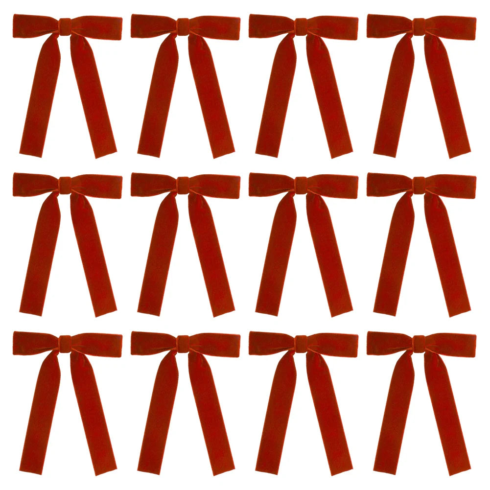 12 Samt Weinrote Schleifen für Weihnachtsbaum & Party Deko
