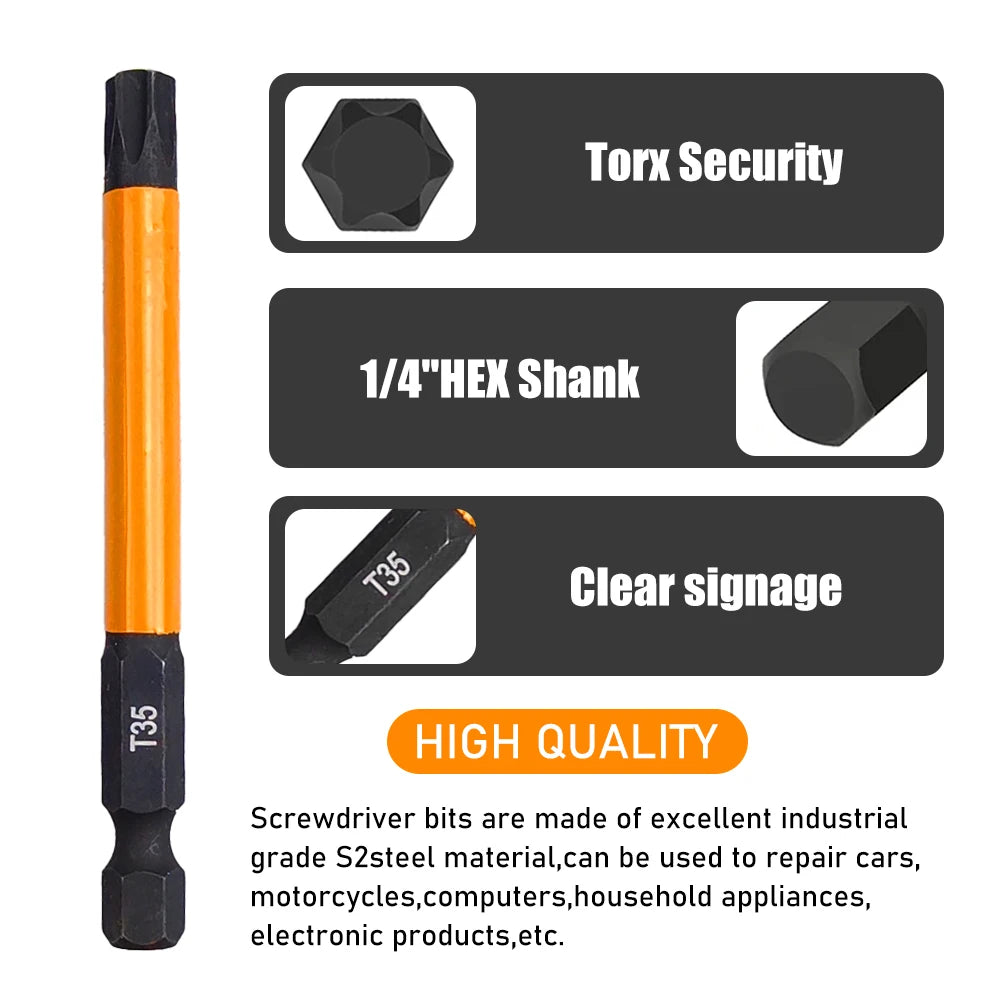 Vielseitiges 14-teiliges Schlag Torx Bit Set mit Schraubendrehergriff