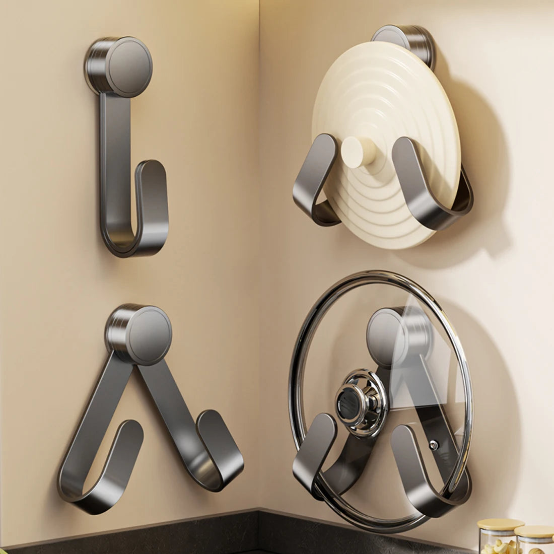 Platzsparender Topfdeckelhalter für ordentliche Küche ohne Bohren