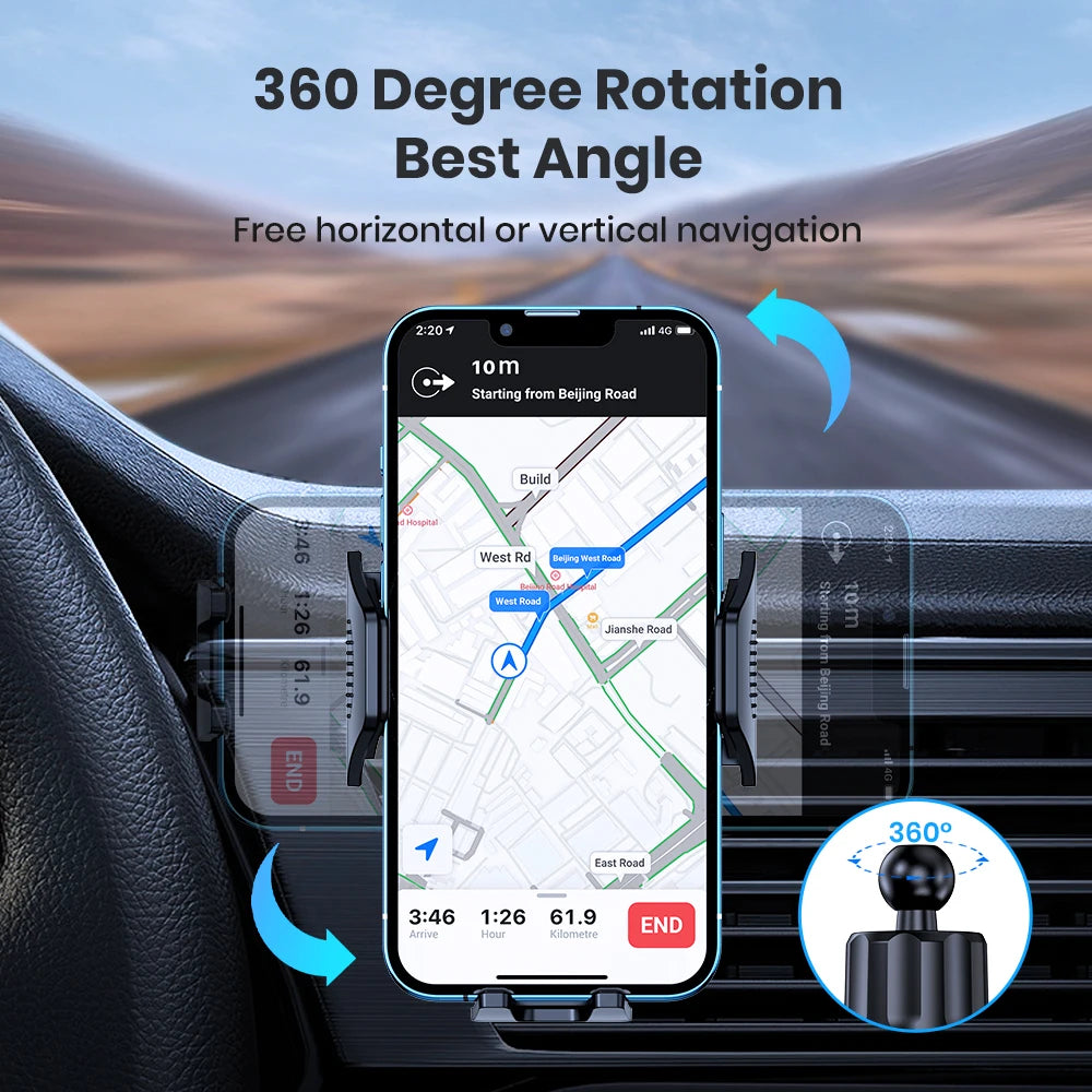 Auto Lüftungshalterung für Smartphones - Automatik-Verriegelung - 360° Drehung