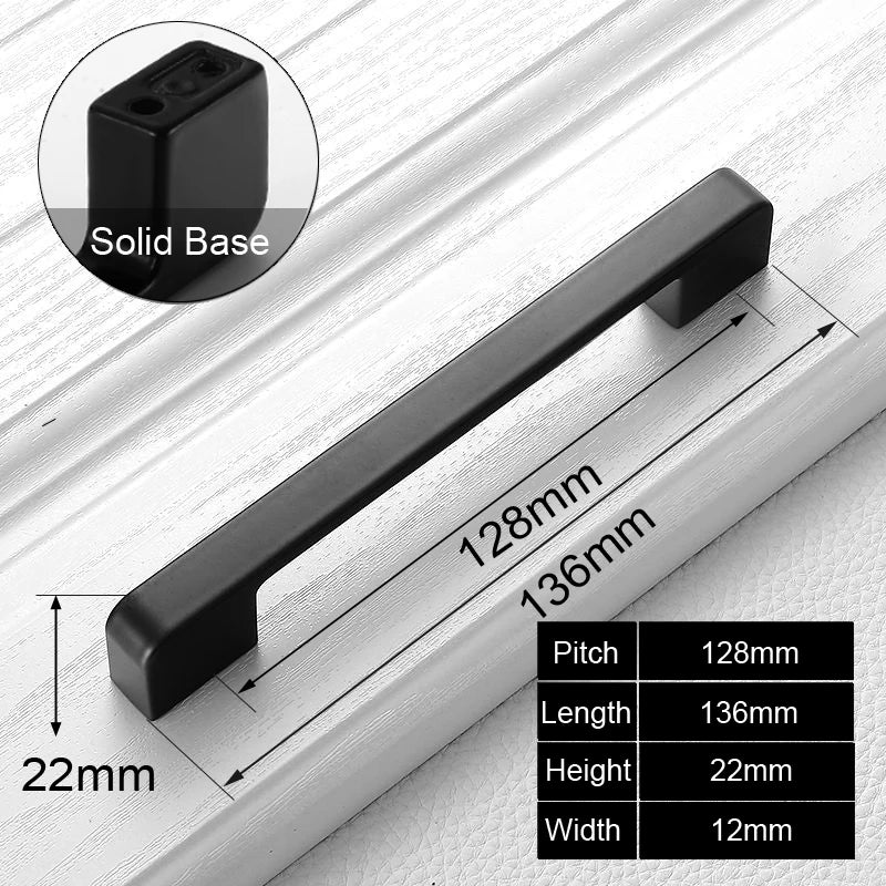 Moderne Schwarze Möbelgriffe Aluminium Schrank Schubladen Knöpfe versch. Lochabstände
