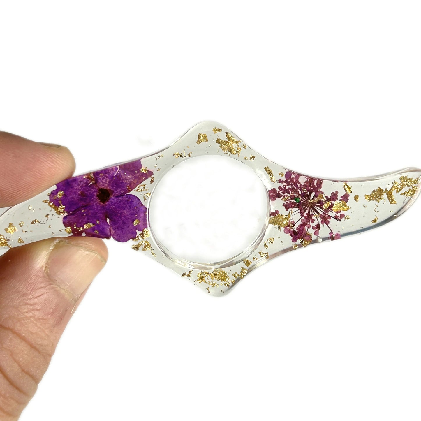 Elegante Buchseitenhalter aus Harz mit getrockneten Blumen für Leser