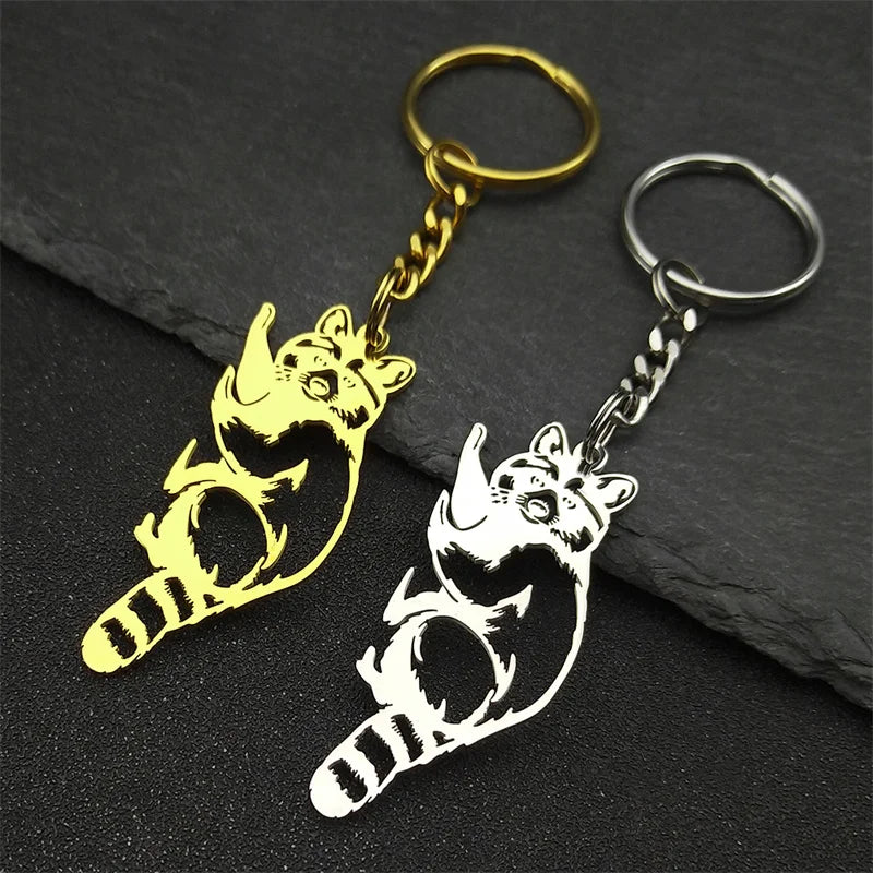 Koala Schlüsselanhänger Edelstahl Gold Silber Hohl Unisex Geschenk