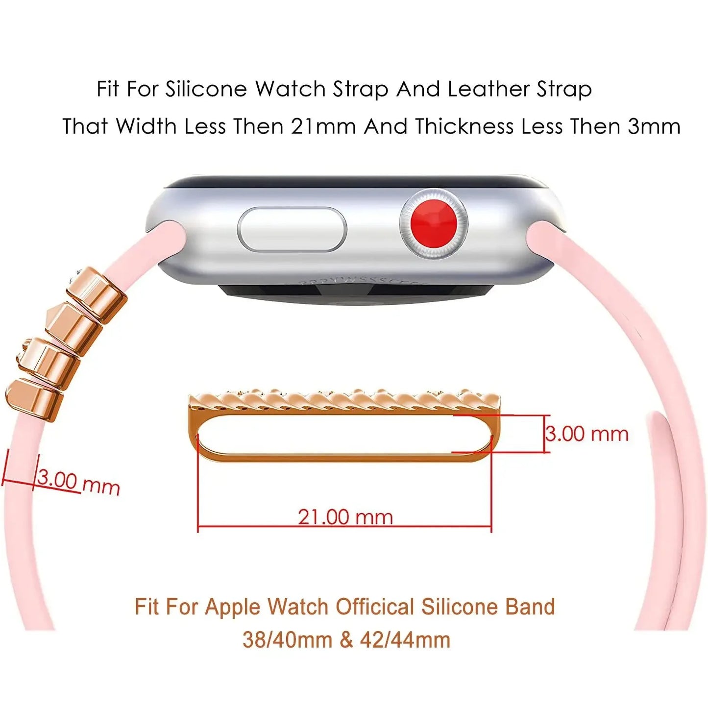 5 Stück Strass-Armband-Ringschlaufen, Nägel, Nieten, niedliche Metall-Uhrenarmband-Charms, Dekorationen, kompatibel mit Uhren der IWatch-Serie-Yabubest - Home & More
