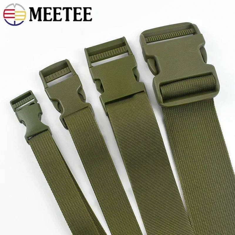 Armygreen Nylon Gurtband Set 20-50mm Kunststoff Schnallen für Rucksack Hundehalsband