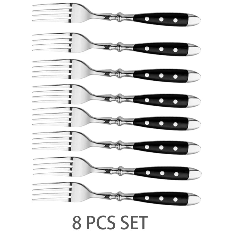 Vielseitiges Steakmesser Set: Scharfe Edelstahlklingen, schwarzer Griff, 4-12 Stück