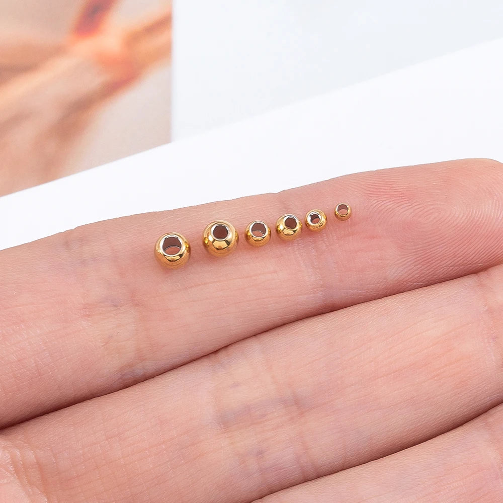 Edelstahl Gold Spacer Perlen Set 100 Stück Verschiedene Größen DIY