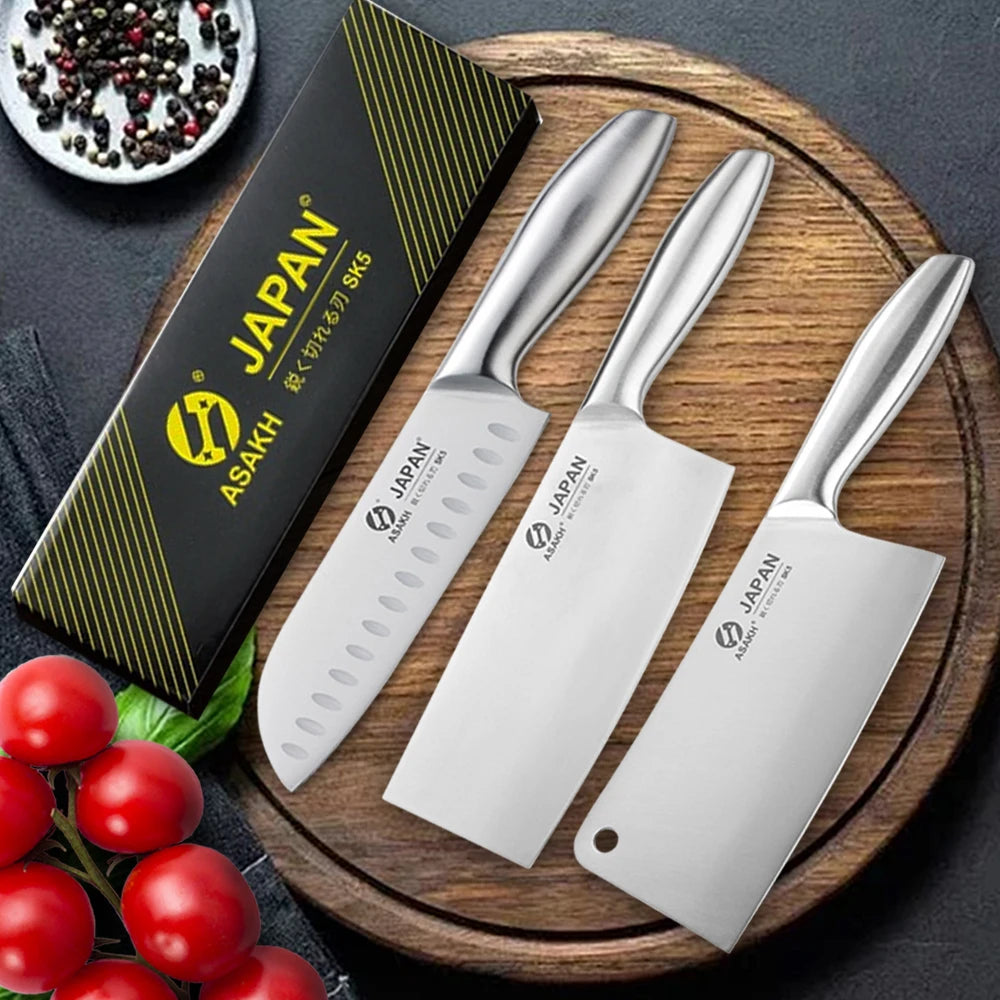 Edelstahl Küchenmesser mit Hohlgriff Kochmesser Fleischbeil Haushaltset