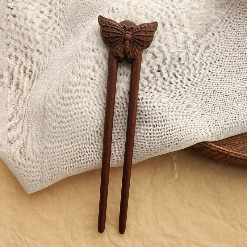 Sandelholz U-Haarnadel Antik Stil mit Katze für Haar Styling Bad Accessoire