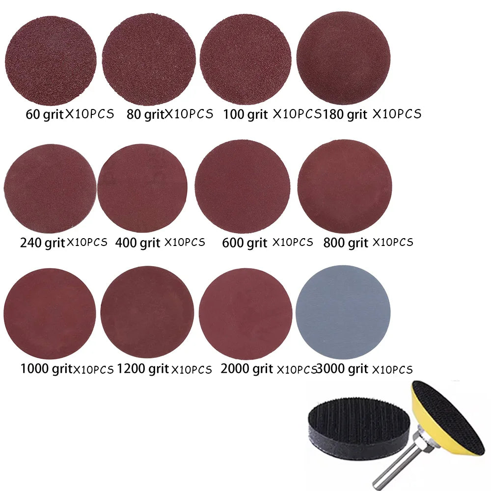 2 Zoll Schleifpapier Set mit Klettverschluss in verschiedenen Körnungen