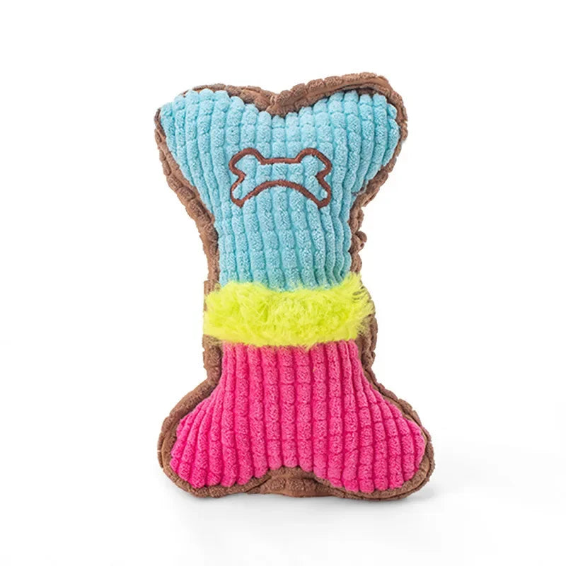 Quietschspielzeug Knochen Plüsch für kleine und mittelgroße Hunde Welpen