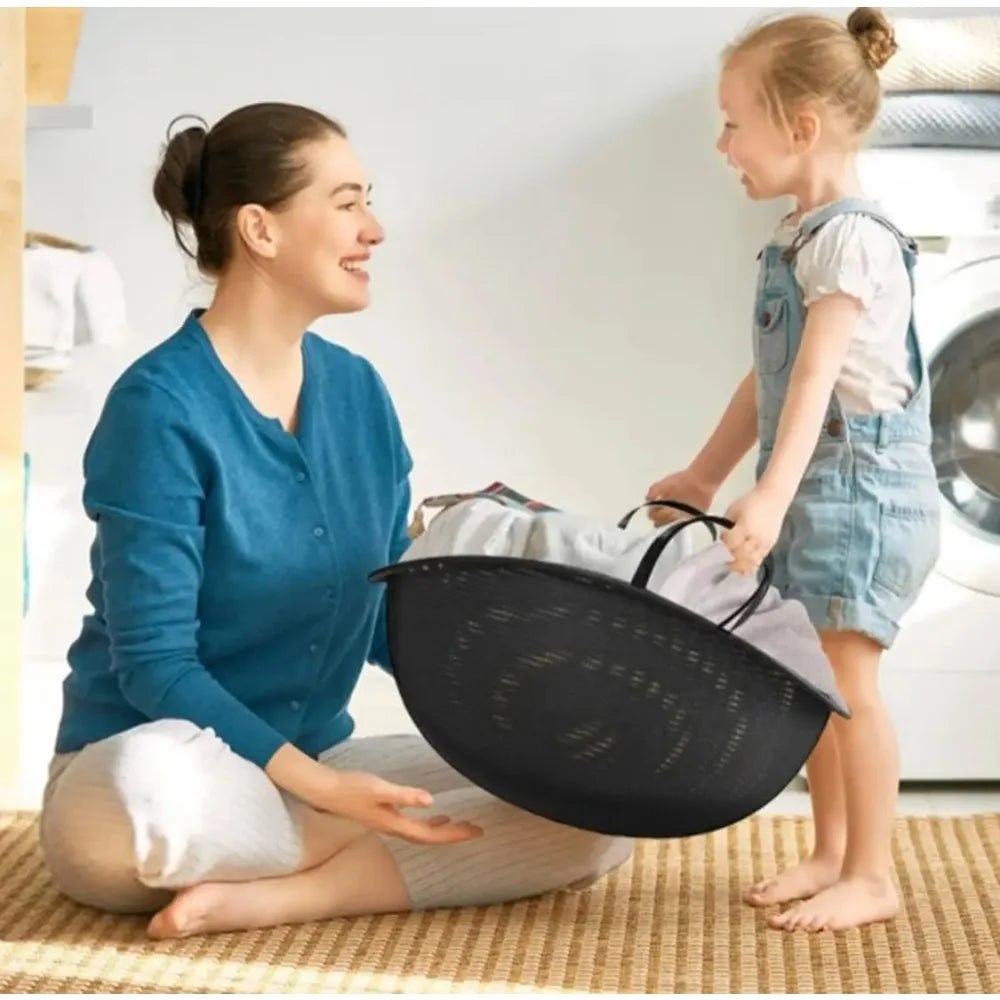 Platzsparender flexibler zusammenklappbarer Wäschekorb mit Griffen Polyester