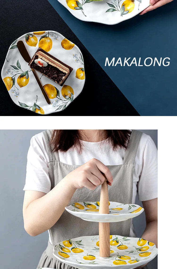 Kreatives Zitronen Keramik Dessertteller Set rund