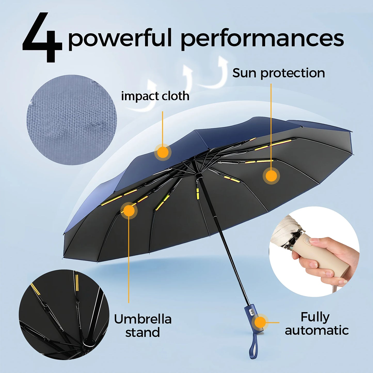 Automatischer 12-Knochen Doppelschirm mit großem Nylon-Schirm und stabilem Rahmen