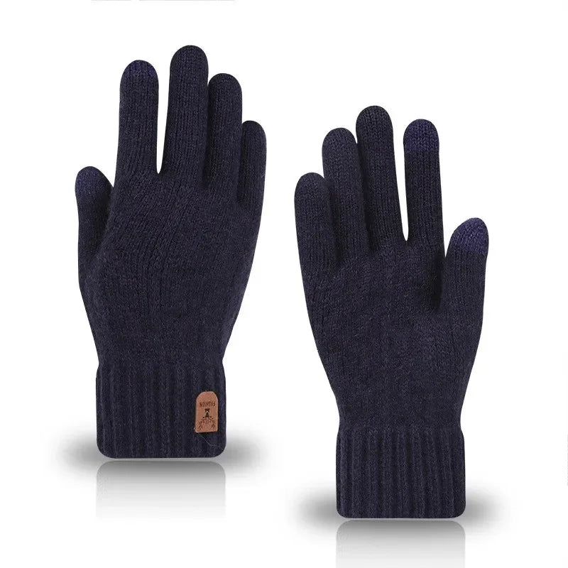 Warme Herren Touchscreen Handschuhe Strick mit Fleece für den Winter