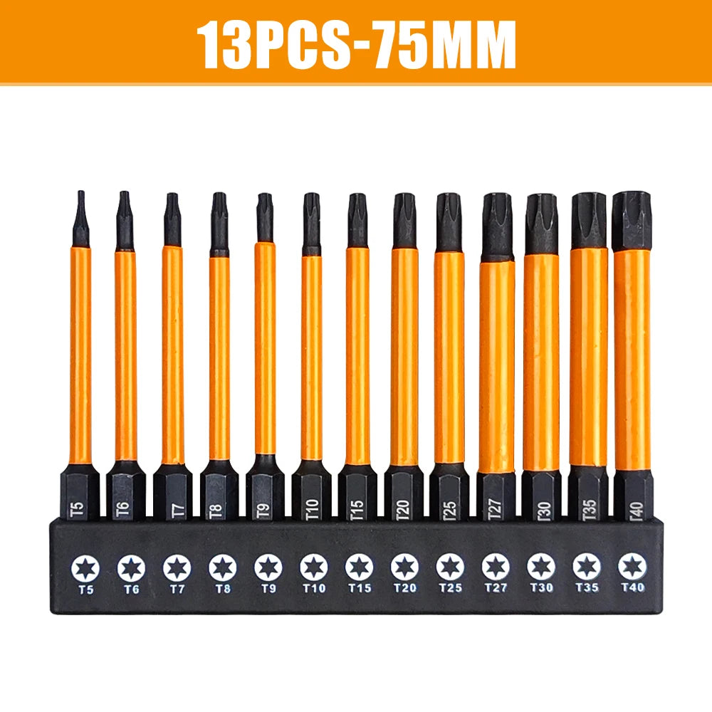 Vielseitiges 14-teiliges Schlag Torx Bit Set mit Schraubendrehergriff