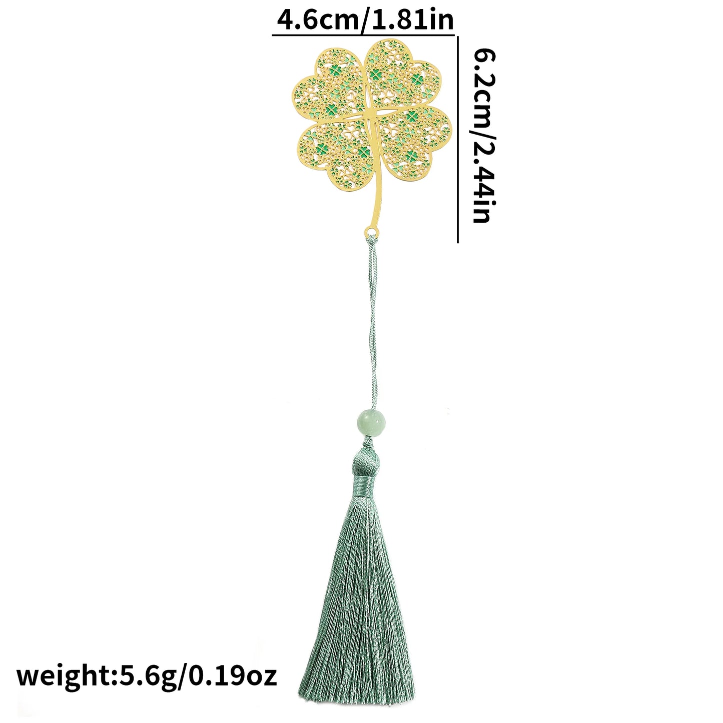 Handgefertigtes Metall Lesezeichen mit Kleeblattmuster als Geschenk