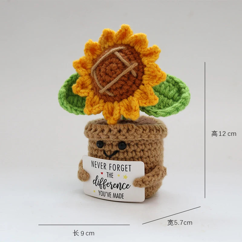 Kawaii Häkelblumentopf für Schreibtisch Auto Dekor Emotionale Unterstützung
