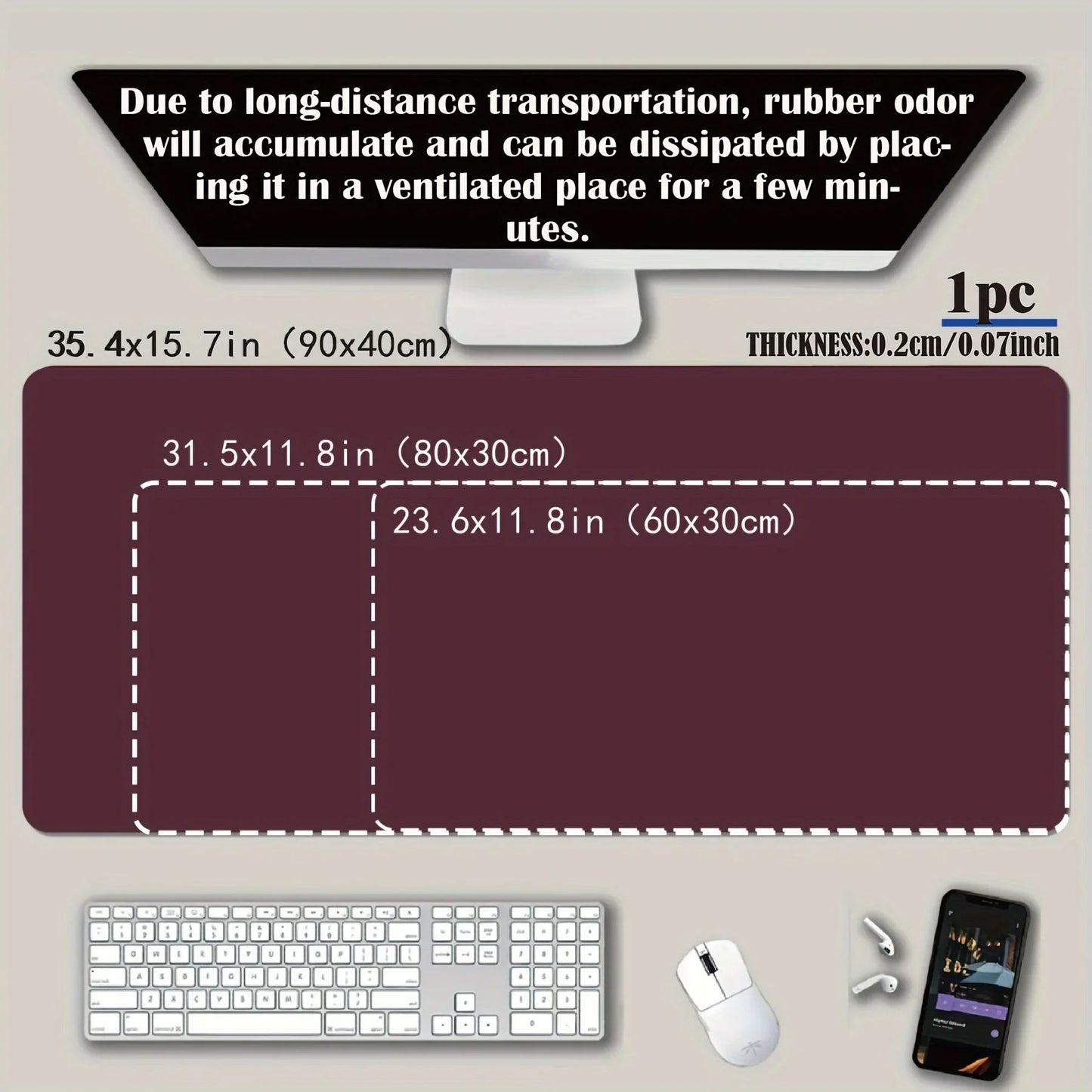 Großes Weißes Gaming-Mauspad mit Rutschfester Gummiunterseite XXL