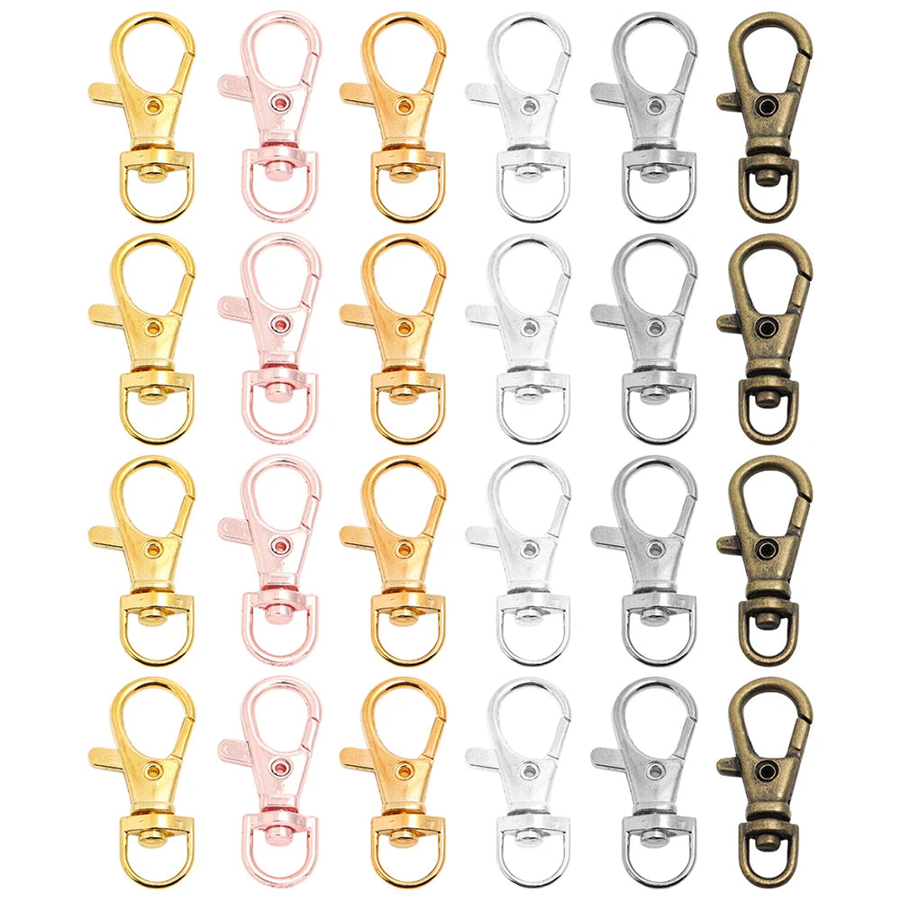 Vielseitiges 10er-Set Schlüsselanhänger mit drehbarem Karabiner, gold - silber