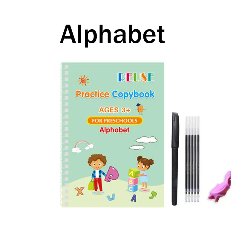 Wiederverwendbares 3D Übungsbuch für Kinder zum Lernen und Schreiben