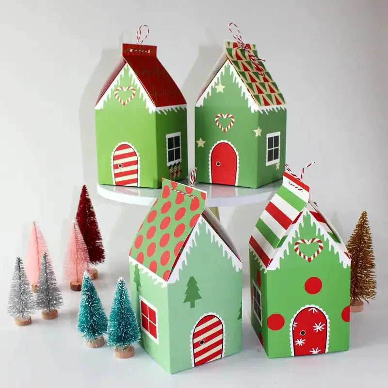 12er Set Weihnachtsgeschenkboxen in Hausform für festliche Anlässe