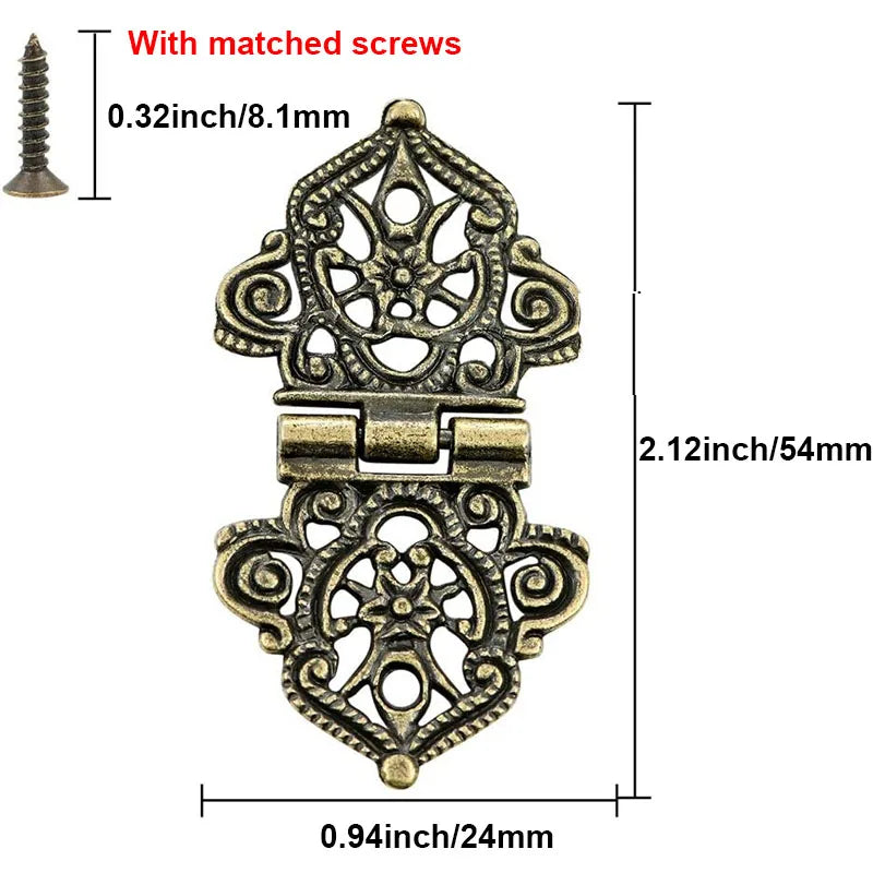 5er Set dekorative Bronze Scharniere für Holzkisten und Schmuckboxen
