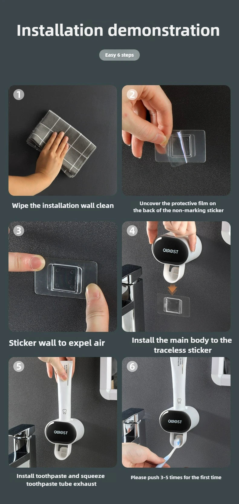 Automatischer staubdichter Zahnpastaspender mit Wandhalter für Bad