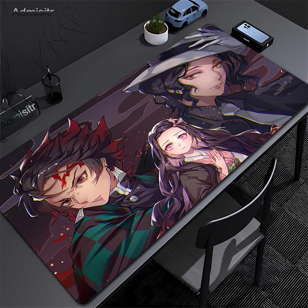 Großes Mauspad Demon Slayer Nezuko Niedliche Anime-Mauspads Kawaii Tischsets Bürozubehör Schreibtischunterlage Rubbe Lockedge Mauspad