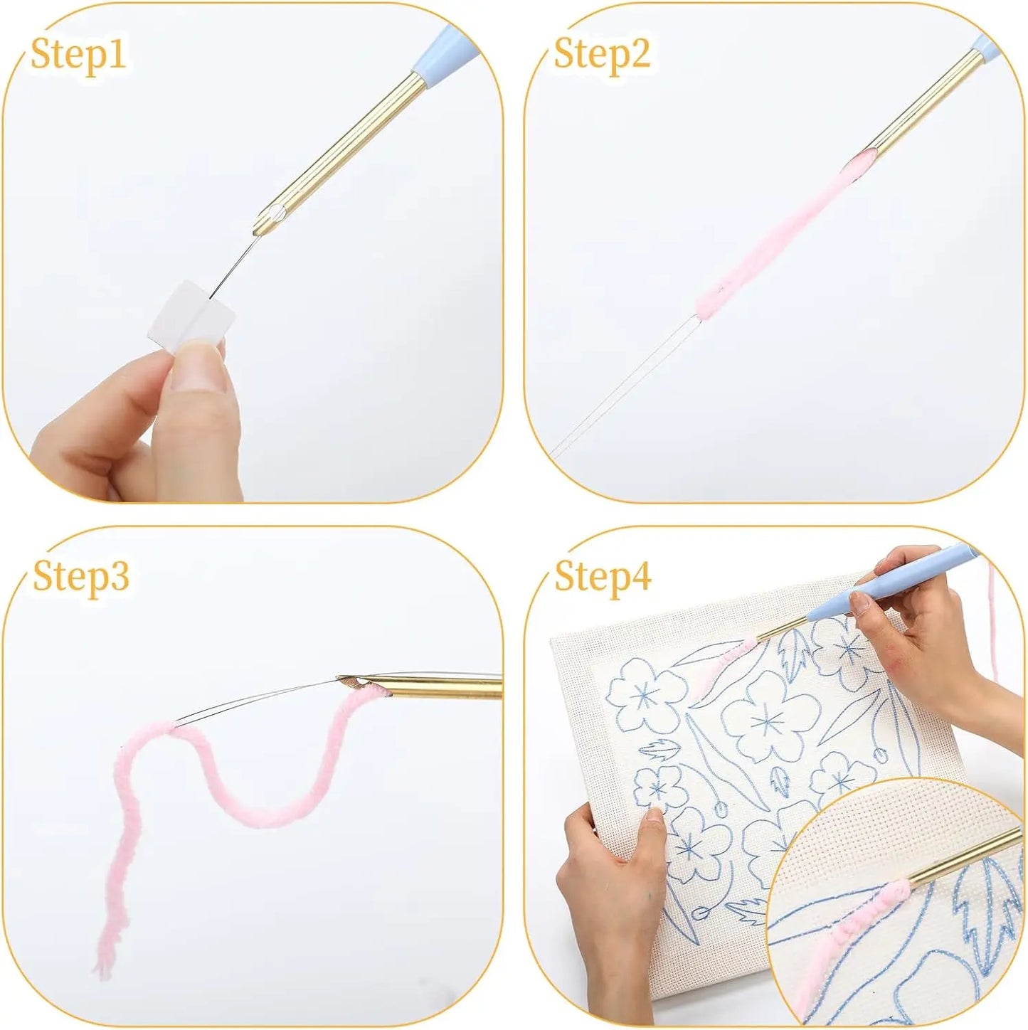 DIY Punch Needle Starter Kit mit Rahmen und niedlichem Tiermuster