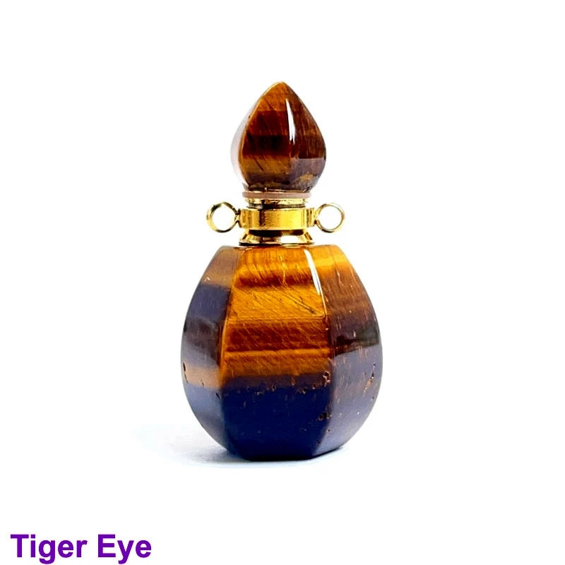 Unregelmäßige Naturstein Parfümflasche Anhänger – Amethyst Tigerauge Öl Diffusor