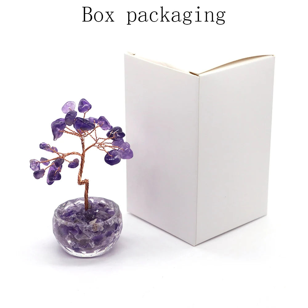 7-Chakren Lebensbaum Deko: Naturkristall Feng Shui Ornament für Heim Büro