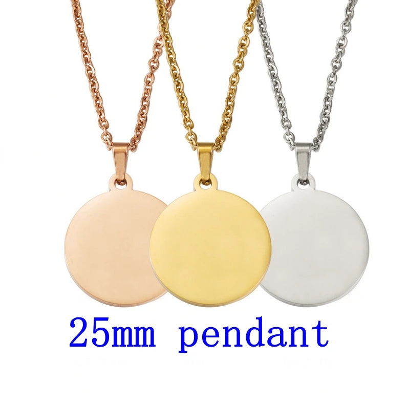 Set aus 10 runden Edelstahl Anhänger Halsketten zum Individualisieren