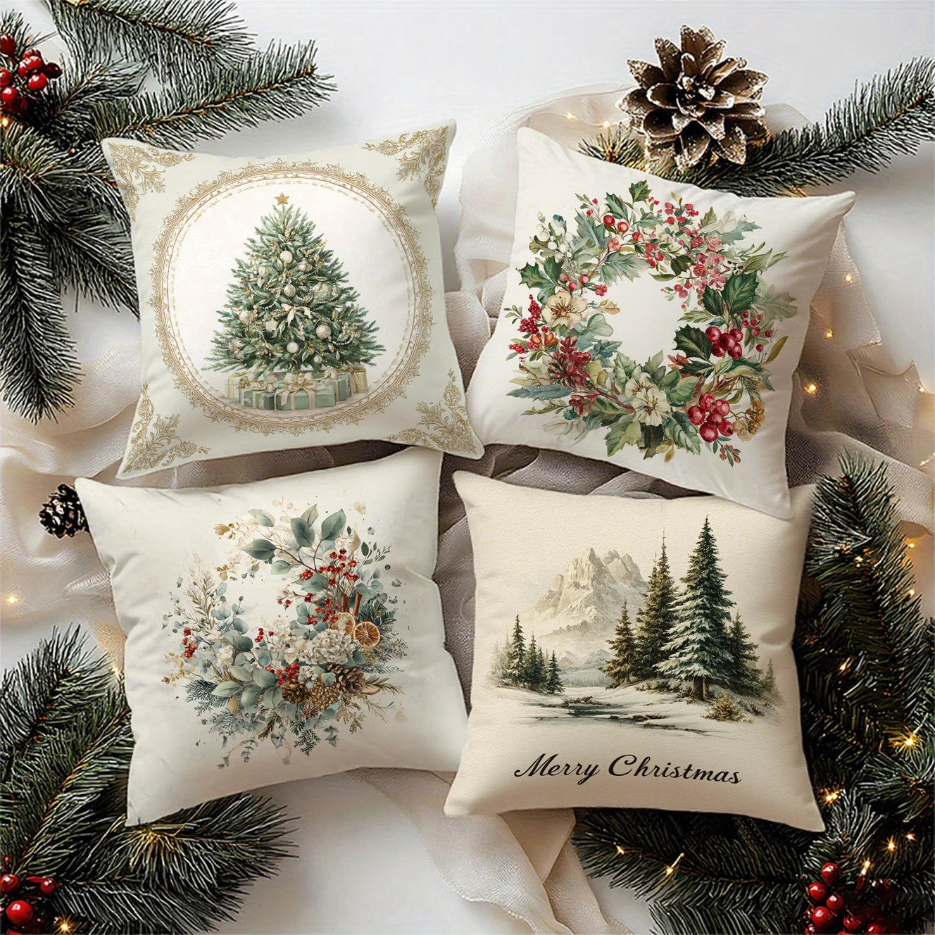 Festlicher Kissenbezug mit Weihnachtsbaum Muster für Ihr Zuhause