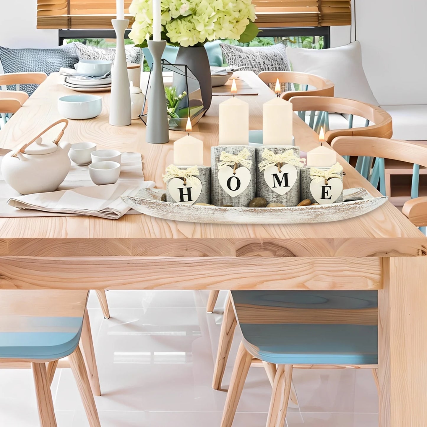 Kerzenhalter Set Holz Teelicht Tablett Esstisch Wohnzimmer Bad De