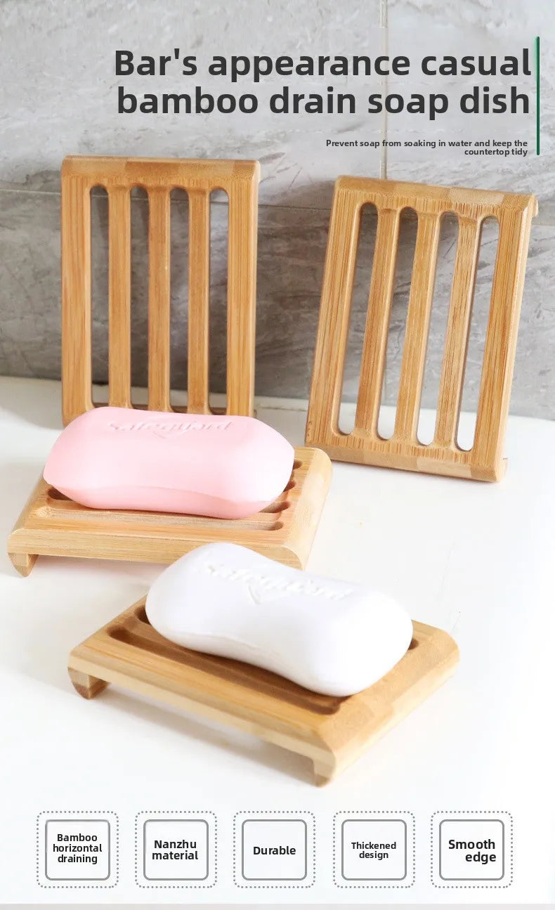 Tragbare Holz Bambus Seifenschale Seifenhalter Bad Zubehör