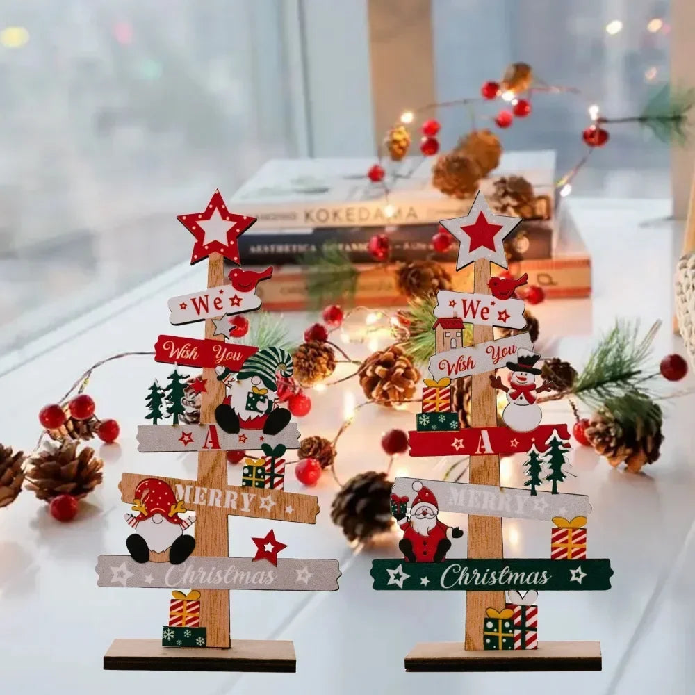 Weihnachtsmann und Weihnachtsbaum DIY Holzhandwerk Wanddekoration