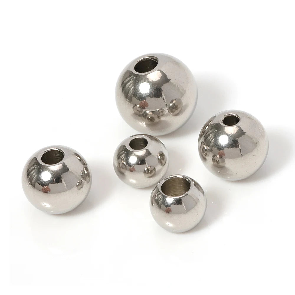 100x Edelstahl Großloch Spacer Perlen für DIY Schmuck 2-12mm
