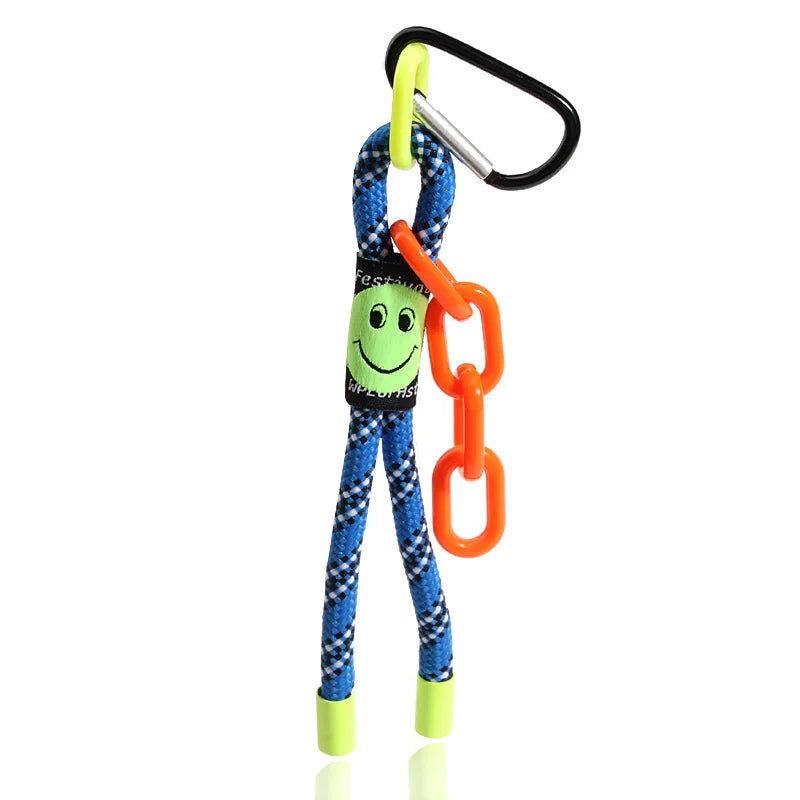 Schillernder Geflecht Seil Schlüsselanhänger mit Karabiner für Rucksack
