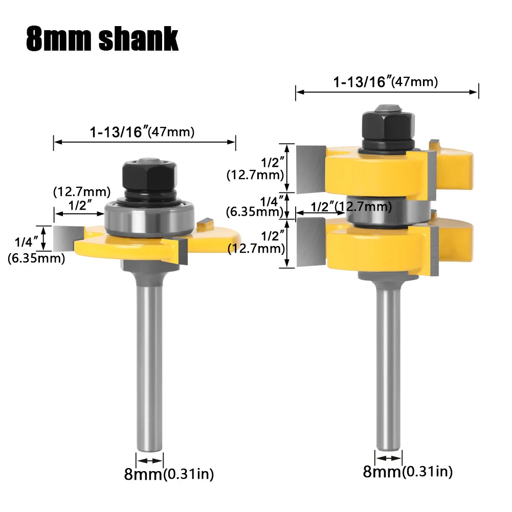 2-teiliges Fräser-Set mit 6 mm Schaft für Holzbearbeitung